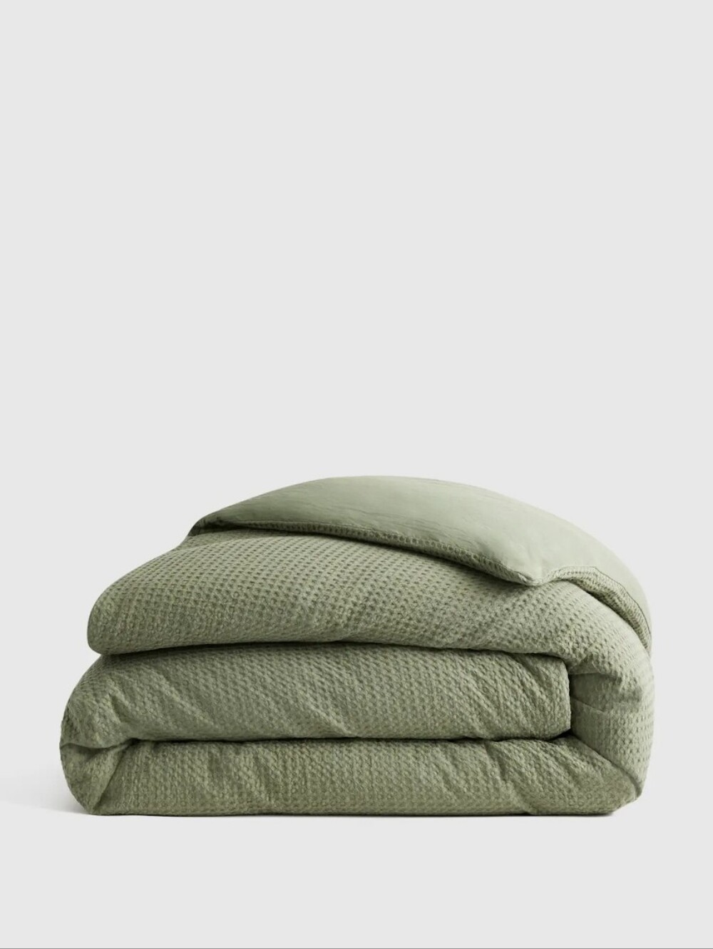 Quince King / Cal King Organic Luxe Honeycomb Duvet Cover Olive / Green